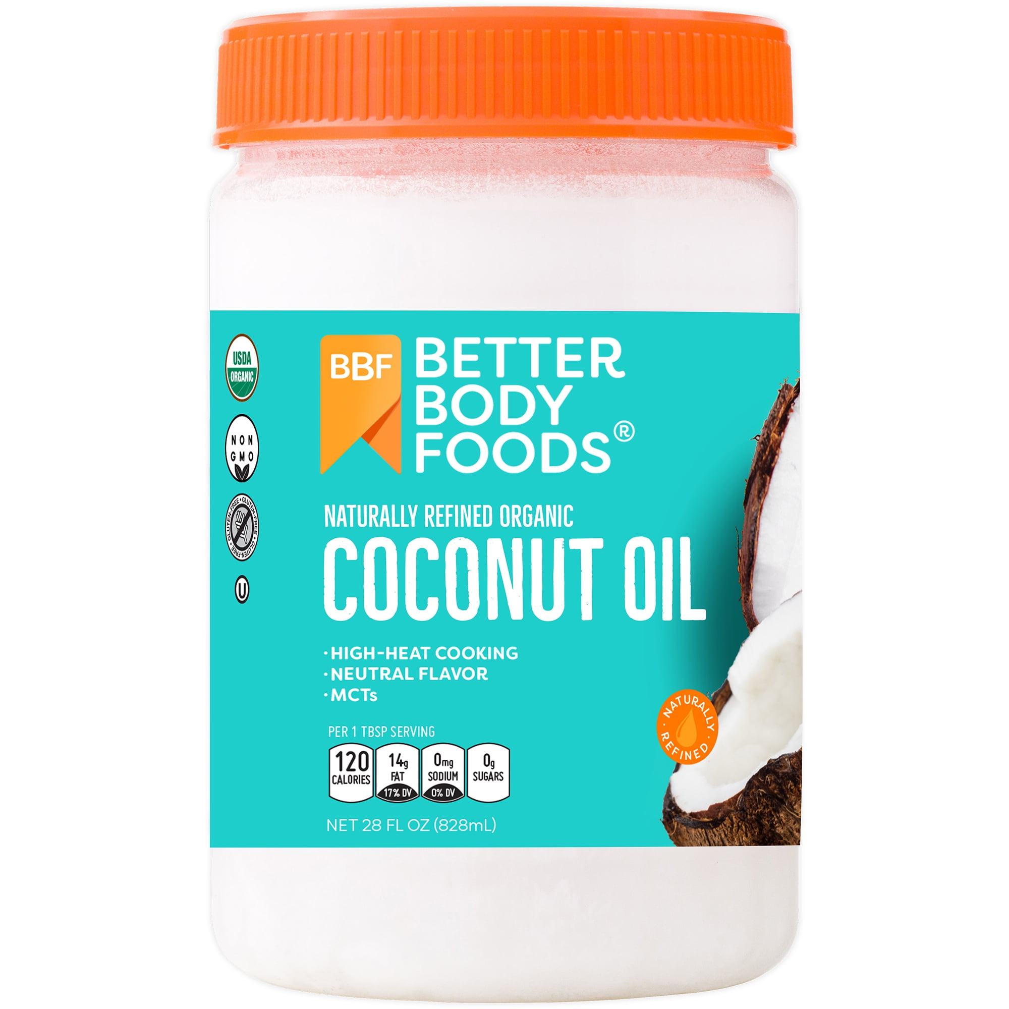 BetterBody Foods Refined Organic Coconut Oil, 28.0 fl oz Jar