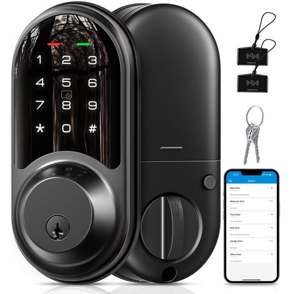 Veise Smart Lock, Cerradura de puerta de entrada sin llave, Cerraduras inteligentes para puerta delantera con control de aplicación, Cerradura digital electrónica con teclado táctil, Cerrojo inteligen