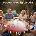 thumbnail image 2 of Round Outdoor Tablecloth with Umbrella Hole and Zipper, Red Ombre Fitted Table Cover with Elastic Edge for 45-54 Inch, Red White Gradient Modern Abstract Art Waterproof Patio Tablecoths for Picnic, 2 of 9