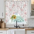 thumbnail image 6 of Pink Rose Swag Curtains for Kitchen/Bedroom/Living Room, Modern Simple Romantic Flowers Floral Leaves Scalloped Curtains 63 Inch Long, Window Swag Topper Curtains Valances 2 Panels Set 36"x63", 6 of 8