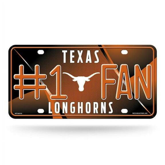 Longhorns #1 Fan Metal License Plate - Licensed by Rico