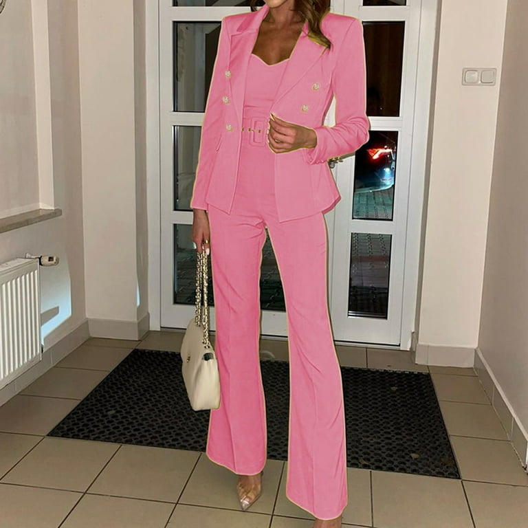 Pink dressy pant suits hotsell