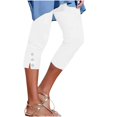 thumbnail image 6 of Stamzod Plus Size Leggings Summer Solid Color High Waisted Stretch Capri Leggings Casual Slim Fit Capri Yoga Pants for Women White B XXXL, 6 of 7