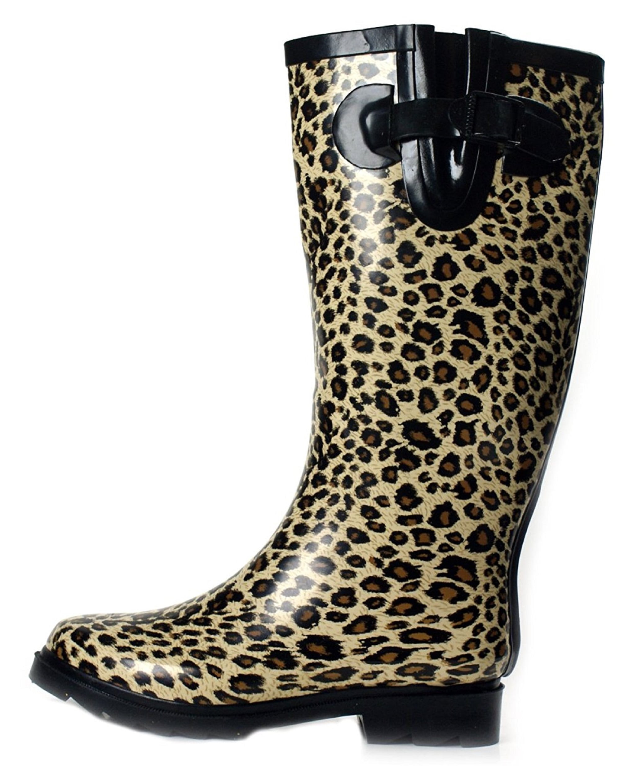 leopard rain boots
