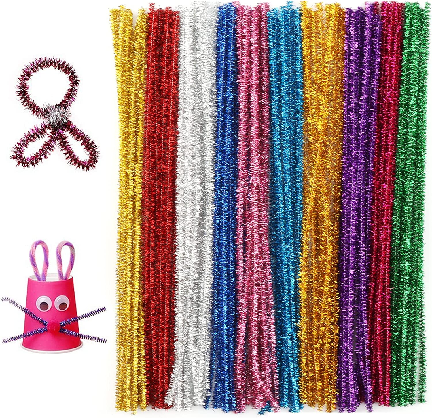 12 PLAIN Chenille ( PIPE CLEANER ) 6MM Stems Choose Color & Package Amount