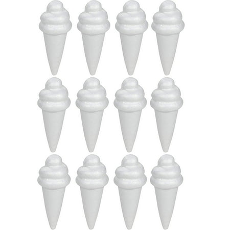 Genie Crafts 12 Pack Ice Cream Shaped Polystyrene Foam Sculptures for Kids DIY Painting, and Arts & Crafts, 6 x 2.5