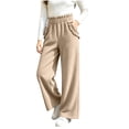 thumbnail image 2 of Women High Waist Paper Bag Waist Corduroy Wide Leg Trousers Elegant Ruffle Trim Straight-Leg Pants Vertical Rib Casual Pants Fall Outfits, 2 of 9