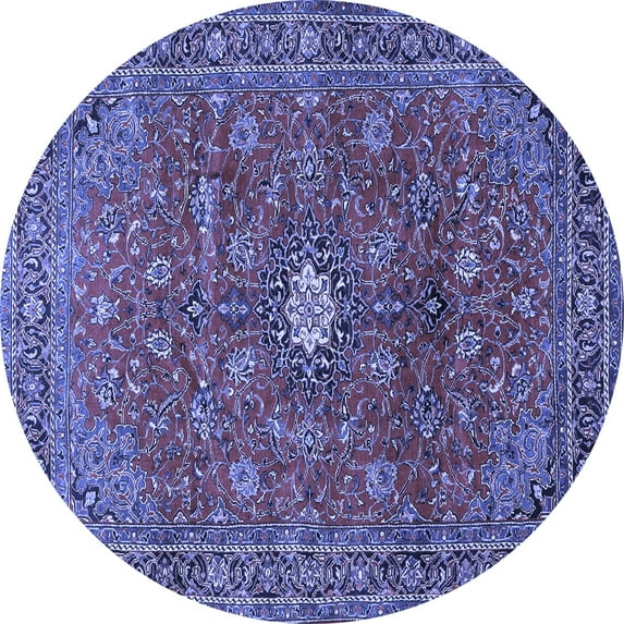 Ahgly Company Machine Washable Indoor Round Persian Blue Traditional Area Rugs, 6' Round