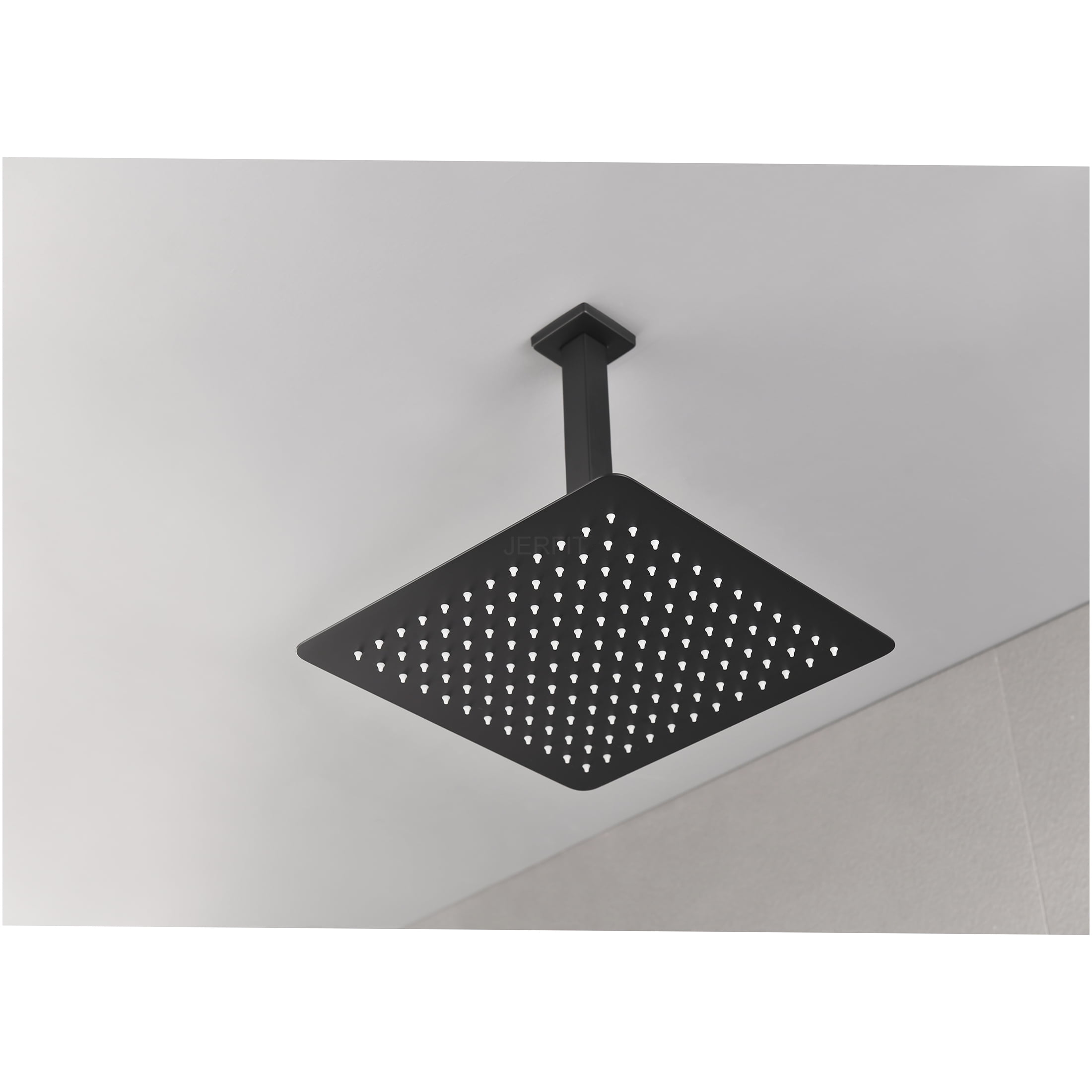 JERFIT Matte Black Rain Shower Head, 8 Inch High Pressure Rainfall Showerhead with Self-Cleaning Nozzles, Water Saving Luxury Stainless Steel Shower Panel for Relaxing Spa Experience