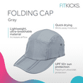 thumbnail image 2 of FITKICKS Folding Cap Comfortable Adjustable Ball Cap UPF 50+ Sun Cap, Gray (Unisex), 2 of 7
