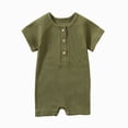 thumbnail image 2 of KPOPLK Baby Boy Polo Striped Rompers Summer Short Sleeve Ribbed Collared Outfit Pajama Infant Clothes 0-24 Months Size 9-12 Months,Green, 2 of 4