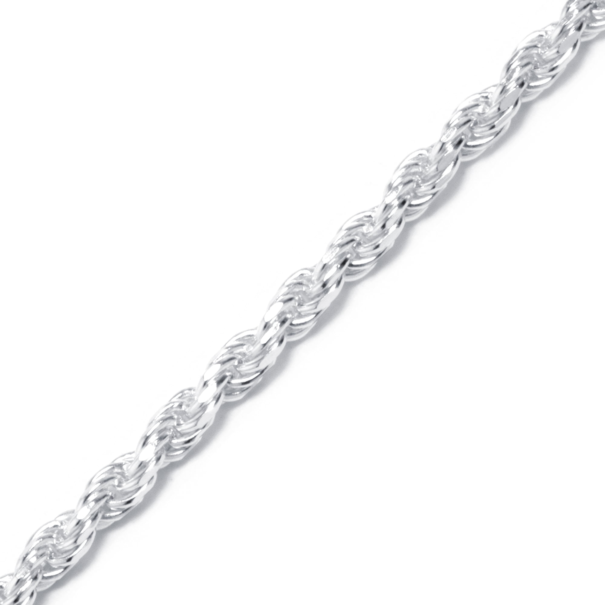 Marisol & Poppy Sterling Silver Rope Chain Necklace 24" For Men & Women, Adults & Teens
