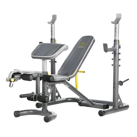 Gold's Gym XRS 20 Adjustable Olympic Workout Bench with Squat Rack, Leg Extension, Preacher Curl, and Weight Storage
