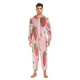 thumbnail image 2 of IAUYY Unisex Adult Onesie Pajamas Ultra-Soft Crystal-Soft Fabric, Halloween Adult Onesie Pajamas Adults,With a Zipper Plus Size Onesie Pajamas, Leafy Strawberry, 2 of 7