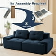 thumbnail image 3 of SEENYOO 82" Lounge Sofa, Living Room Sofas; L-Shaped Modular 2-Seater, Deep Seat Corduroy Couch, Pearl Piping Tufted Design, Anti-Slip, No Assembly, Blue, 3 of 15