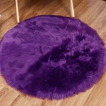 Soft Fur Area Rug Round Diameter 2ft Shaggy Purple Fluffy Plush Circle Floor Mat Carpet for Bedroom Living Room Home Office