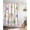thumbnail image 4 of Easter Shower Curtain Easter Eggs Bunny Spring Flower Shower Curtains for Bathroom Decor Pink Plaid Bath Curtains Sets for Spring Easter Bathroom Decor Fabric Waterproof Standard 72" X 72", 4 of 6
