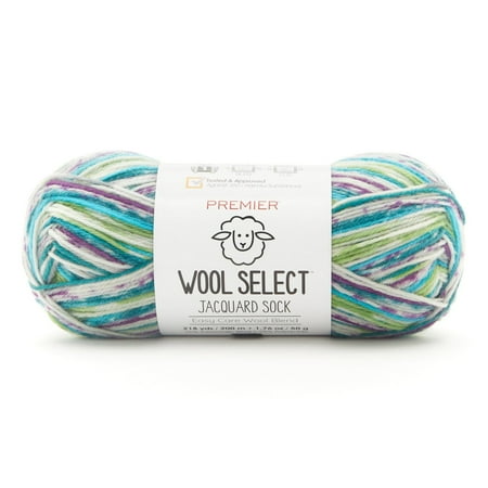 UPC: 0840166809600 | Premier Yarn Wool Select Jacquard Sock Yarn – Morning Glory  50 g  200 m