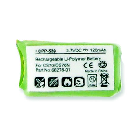 Plantronics 66278-01 Cordless Phone Battery 3.7 Volt, Li-Pol 120 mAh - Replacement For PLANTRONICS CS70/N,