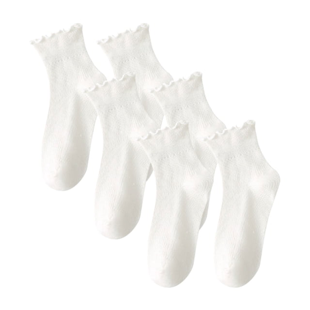 ylioge Ruffle Crew Socks for Women 3 Pack Cute Solid Comfort-Cotton Basic Boot Sock Sales