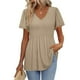 thumbnail image 2 of Vestido Corto de Verano Color Sólido Cerradura Manga Corta Cuello Redondo Top / Camisa Poliéster, Blusa Casual de Moda para la Primavera Y el Verano, 2 of 9