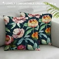 thumbnail image 3 of Chilfamy Decorative Throw Pillow Covers Roses Flowers Pillows Cushion Cases, Vintage Elegant Floral Square Pillowcases for Sofa Couch Bedroom Living Room Car (Navy Blue), 3 of 5