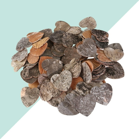 GOOHOCHY Birch Bark Heart Shaped Wood Chips for Decoration Assorted Color Creative Design 160pcs