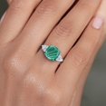 thumbnail image 4 of Gem Stone King 10K White Gold Green Malachite and Lab Grown Diamond Engagement Ring for Women | 5.74 Cttw | Cushion 10MM | Gemstone Birthstone | Size 5, 4 of 6