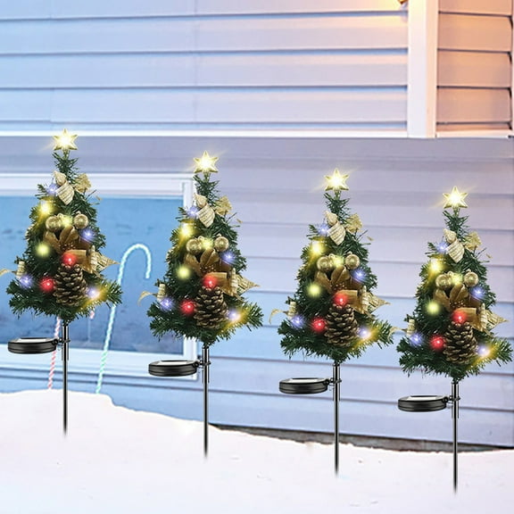 PONPRNGY 1-Packs Solar Christmas Tree with LED Lights, Garden StakeOutdoor Decorations Yard Lights for Pathway Porch