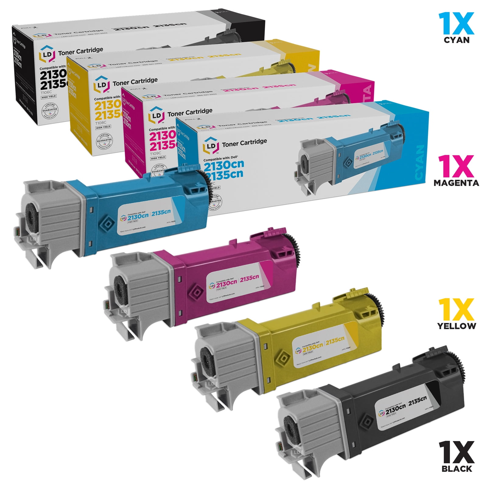 New Black Cyan Yellow Magenta Laser Toner Cartridge Set for Dell 1320c Printer 