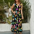 thumbnail image 3 of Robe Cocktail Happy Hour Motif Sans Manches pour Femmes Été 2024, 3 of 4