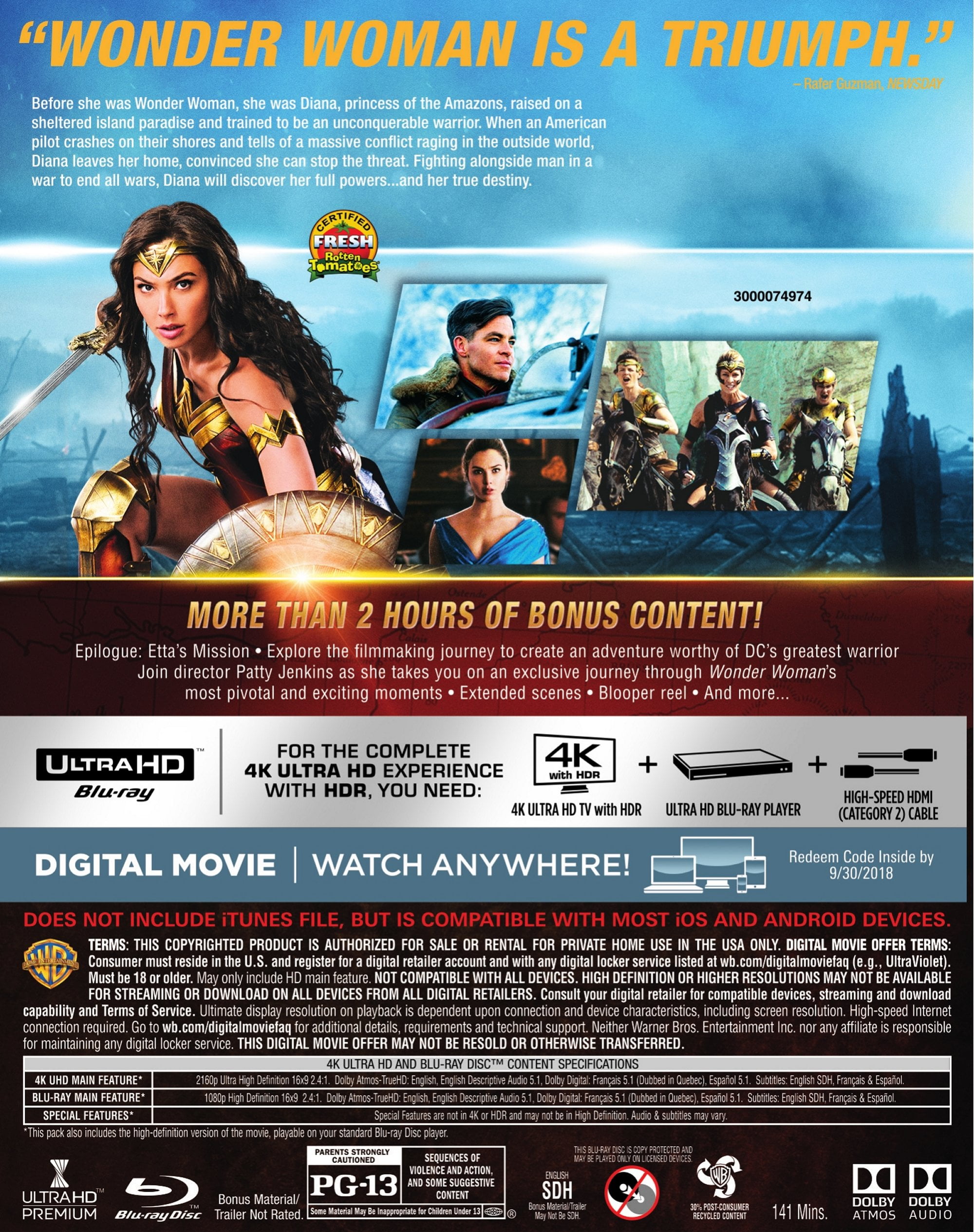 Wonder Woman 4k Ultra Hd Blu Ray Digital Copy Walmart Com
