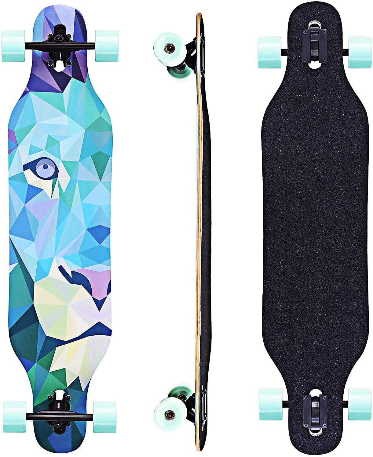 for Beginners and Professionals 42 Inches Drop-Through Freeride Cruiser Boards with 7 Lays Maple Deck Longboard Complete Skateboards 