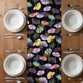 thumbnail image 4 of Table Runner 72 Inches Long for Kitchen Dining, Spring Flowers Dresser Scarf Farmhouse, Dining Table Decorations for Wedding/Parties, Watercolor Floral Vintage Black 14 x 72 In, 4 of 8