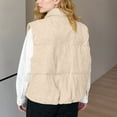 thumbnail image 4 of Xyxonk Womens Corduroy Puffer Vest Stand Collar Zip Snap Button Sleeveless Warm Waistcoat Padded Gilet,White M, 4 of 5