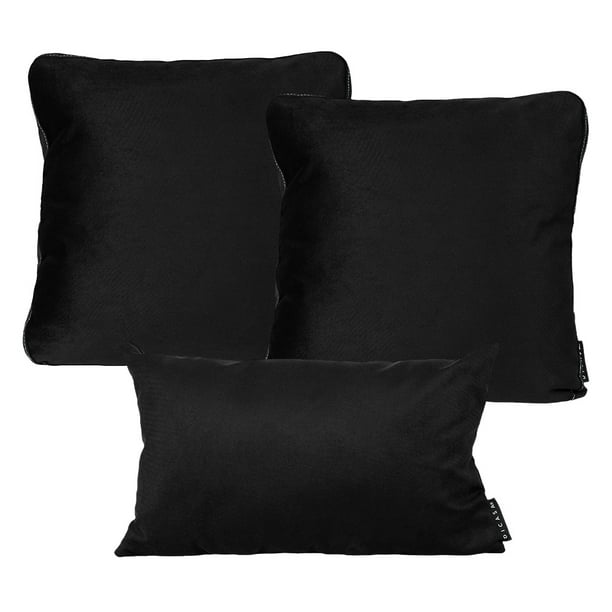 Set de 3 Cojines DICASA Rectangular y 2 Cuadrados Grandes Negro