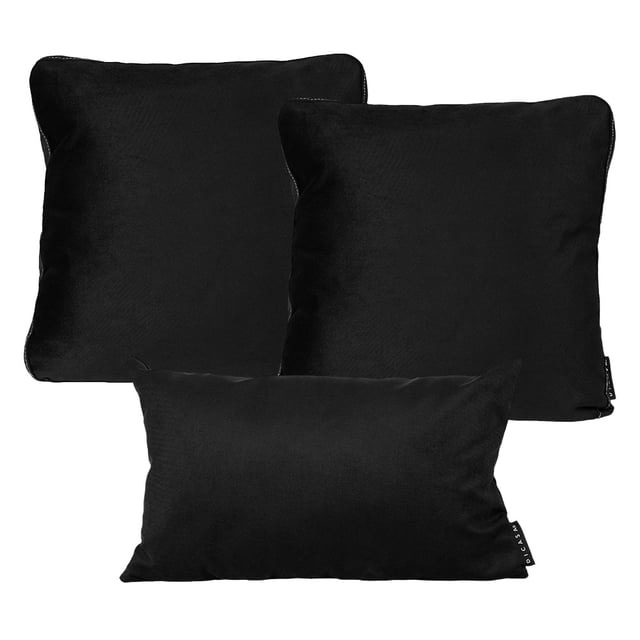 Set de 3 Cojines DICASA Rectangular y 2 Cuadrados Grandes Negro