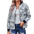 thumbnail image 2 of Puntoco Chaqueta de cuello redondo con estampado de damas para mujer Abrigo de manga larga Prendas de abrigo Liquidación Puntoco Puntoco-2738, 2 of 9