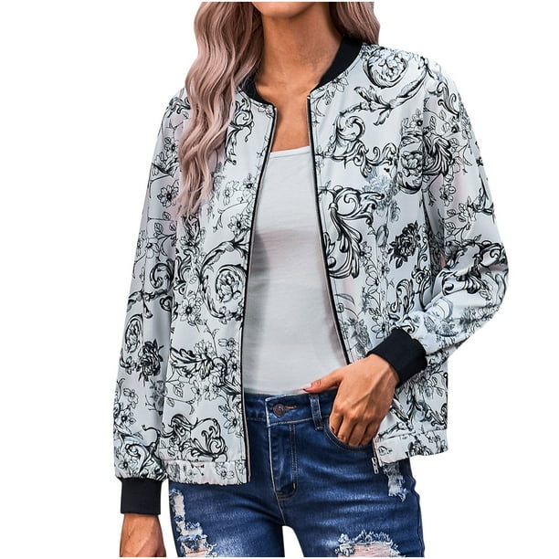 Chaquetas para mujer Abrigos Abrigos Damas Impresión Chaqueta de cuello redondo Abrigo de manga larga Odeerbi ODB-5