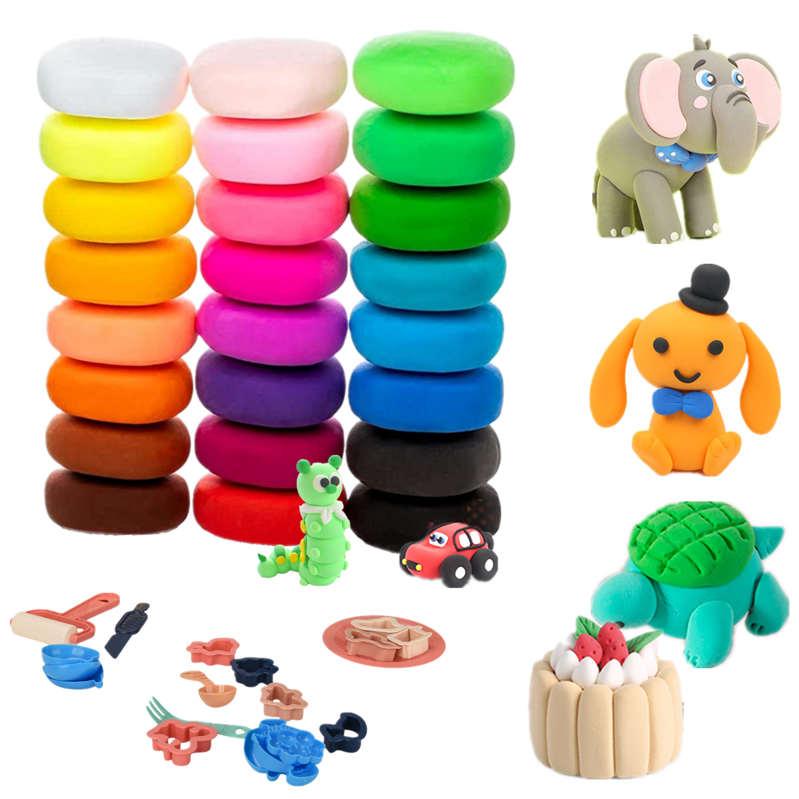 Model Magic Clay with Tools Instructions Molding Clay STEM Toys Best Gift for Boys Girls Funny Poop Air Dry Clay 24 Colors Modeling Clay for Kids 