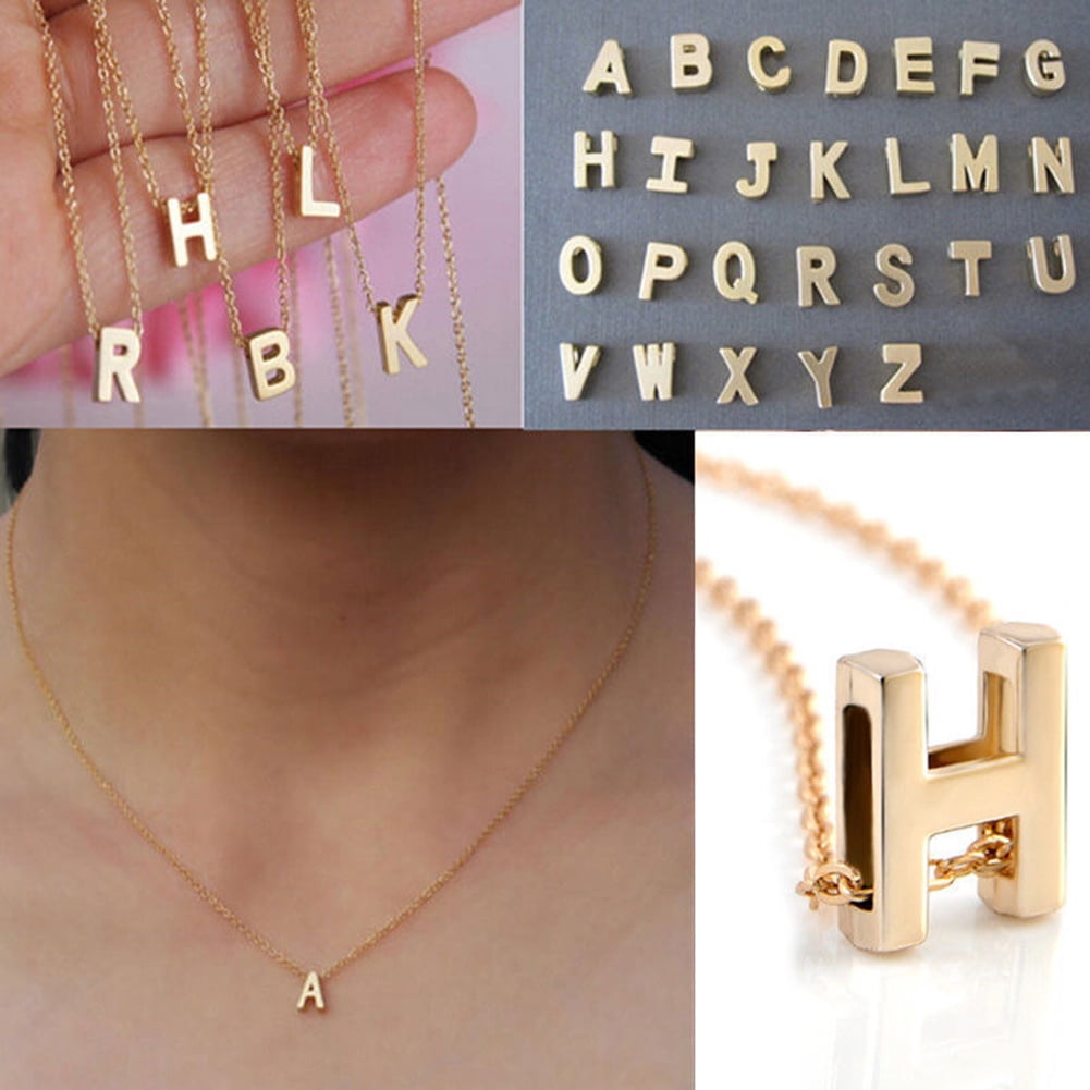 Fashion Womens A-Z Alphabet Initial Letter Pendant Chain Necklace Jewelry Gift
