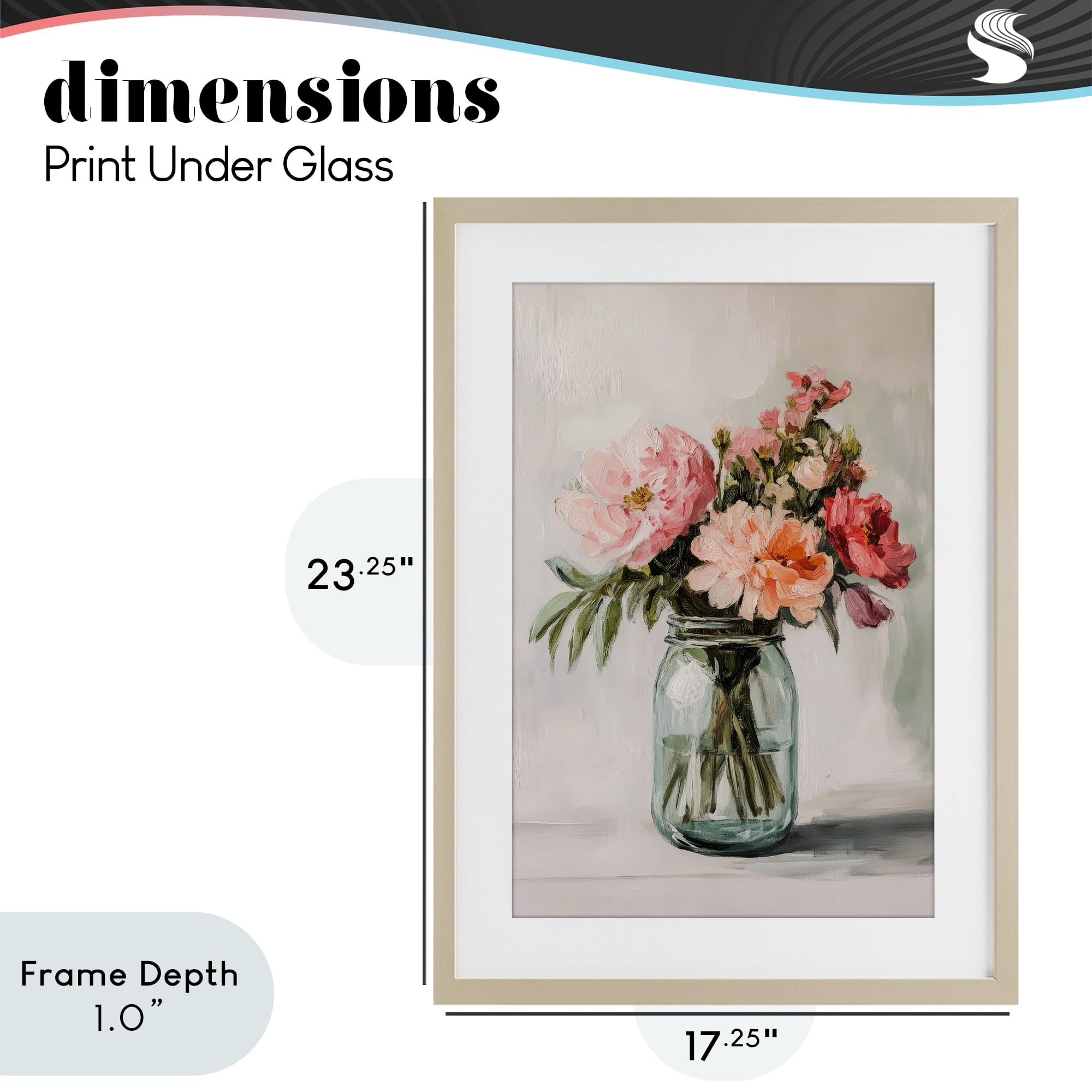 Stupell Industries Pink Flower Stems in Jar Birch Framed Print Under Glass, design by Petal Prints Design