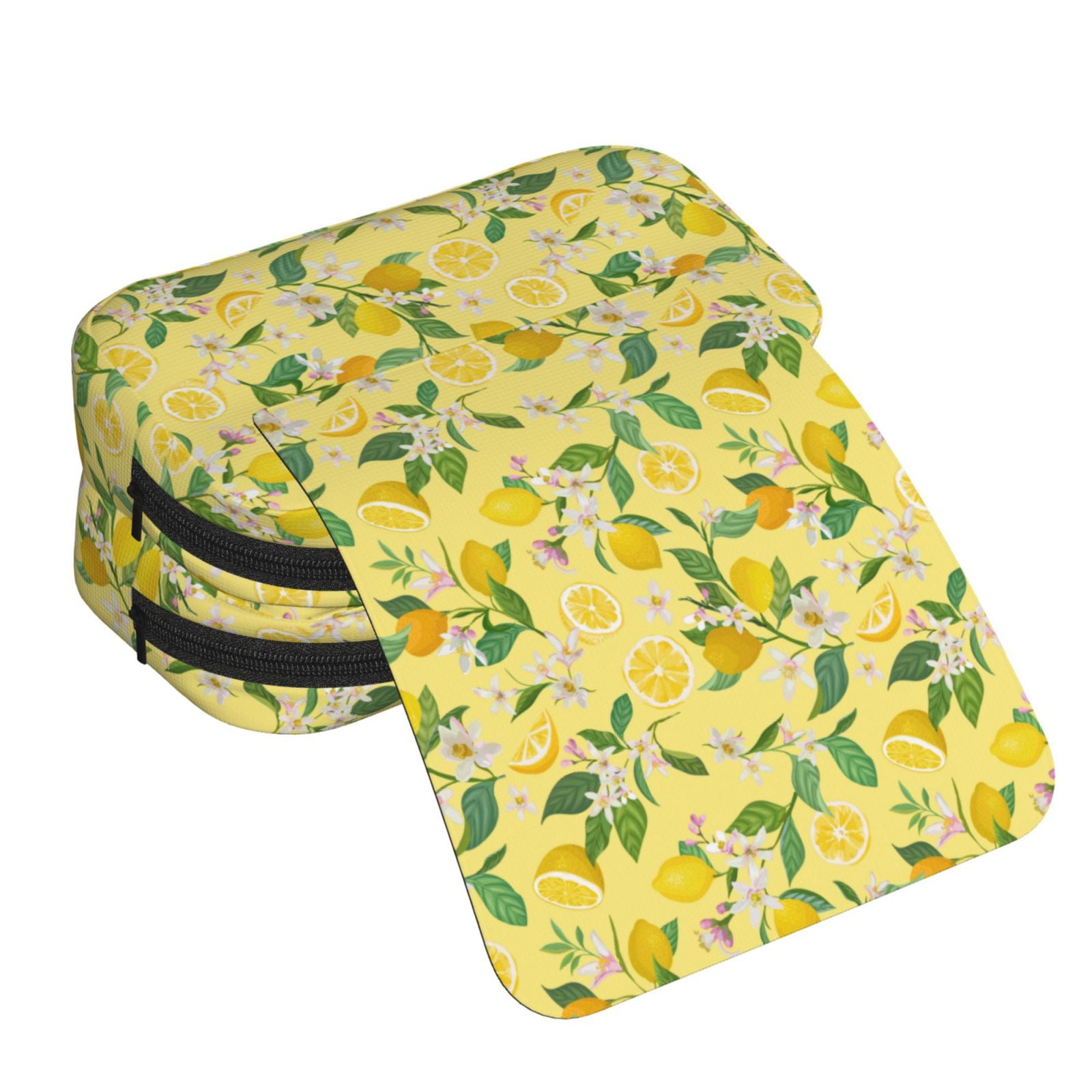 Rateoe Lemon (2) Pattern Double Clamshell Pen Case, Storage Organizer with Two Zipper Compartments– Holds Up to 50 Pencils & Pens