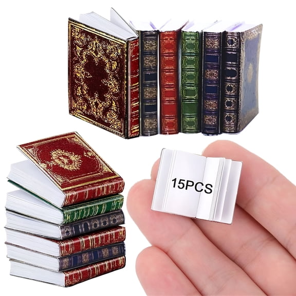 BESTSKY 15 Pcs Miniatures Dollhouse Books 1:12 Scale, Assorted