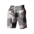 thumbnail image 3 of Men's Shorts Summer Shorts Casual Shorts Pocket Drawstring Elastic Waist Graphic Color Block Geometric Pattern Breathable Soft Short Men's Swimwear Grey XL, 3 of 4