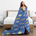 thumbnail image 5 of DouZhe Ultra-Soft Micro Fleece Lightweight Flannel Bed Blanket, Blue Sea Fish Print Cozy Warm Throw Blankets, 50"x40", 5 of 7