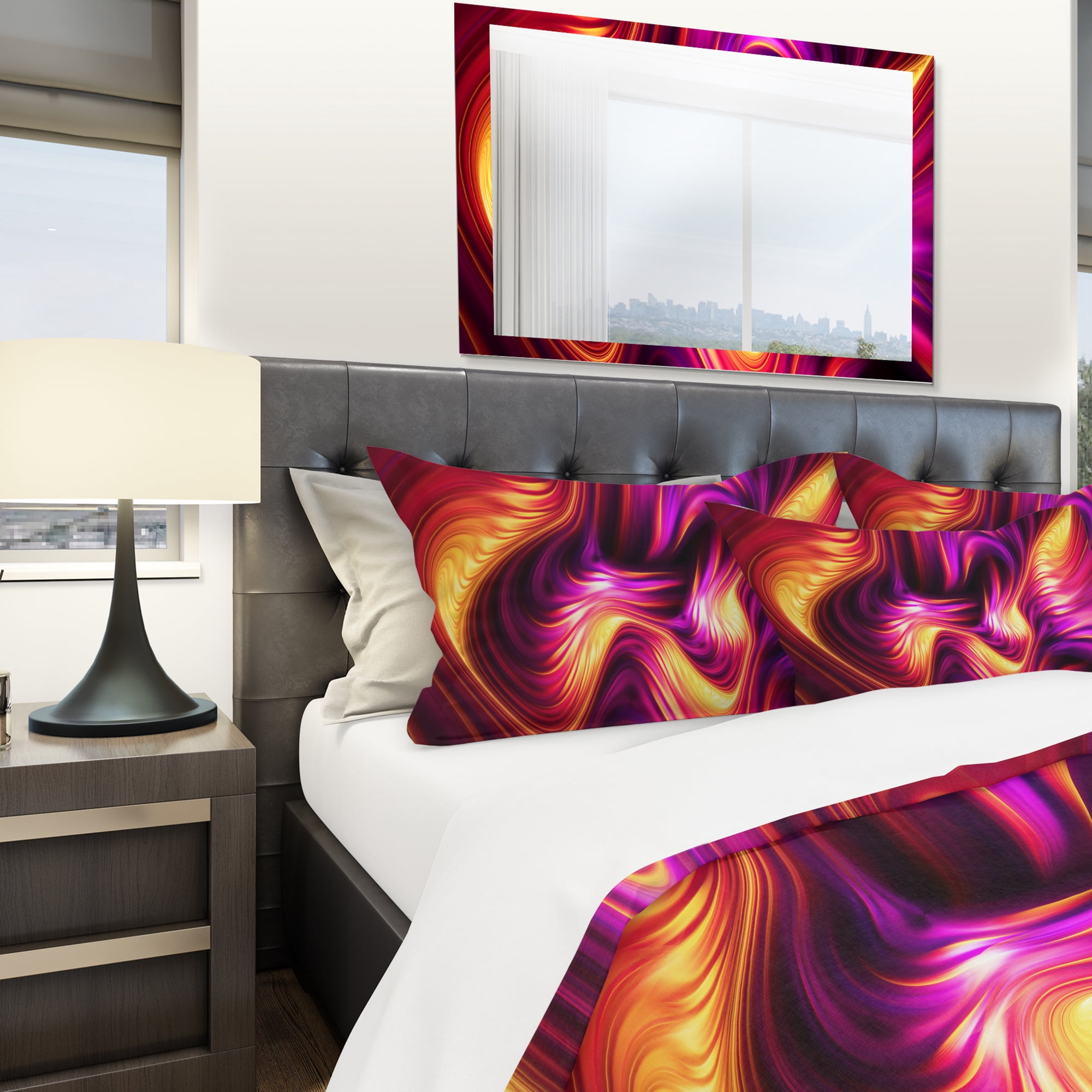 Designart 'Pink and Orage Fluidity' Modern & Contemporary Duvet Cover Set