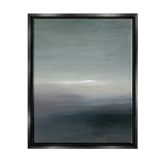 Stupell Industries Obscure Abstract Landscape Painting Jet Black Floating Framed Canvas Print Wall Art, Design by Grace Popp