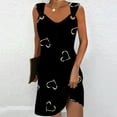 thumbnail image 2 of Honeeladyy Mini Dresses for Women Summer Sleeveless Print Beach Dress A Line Strap Vacation Sundresses Black L, 2 of 5
