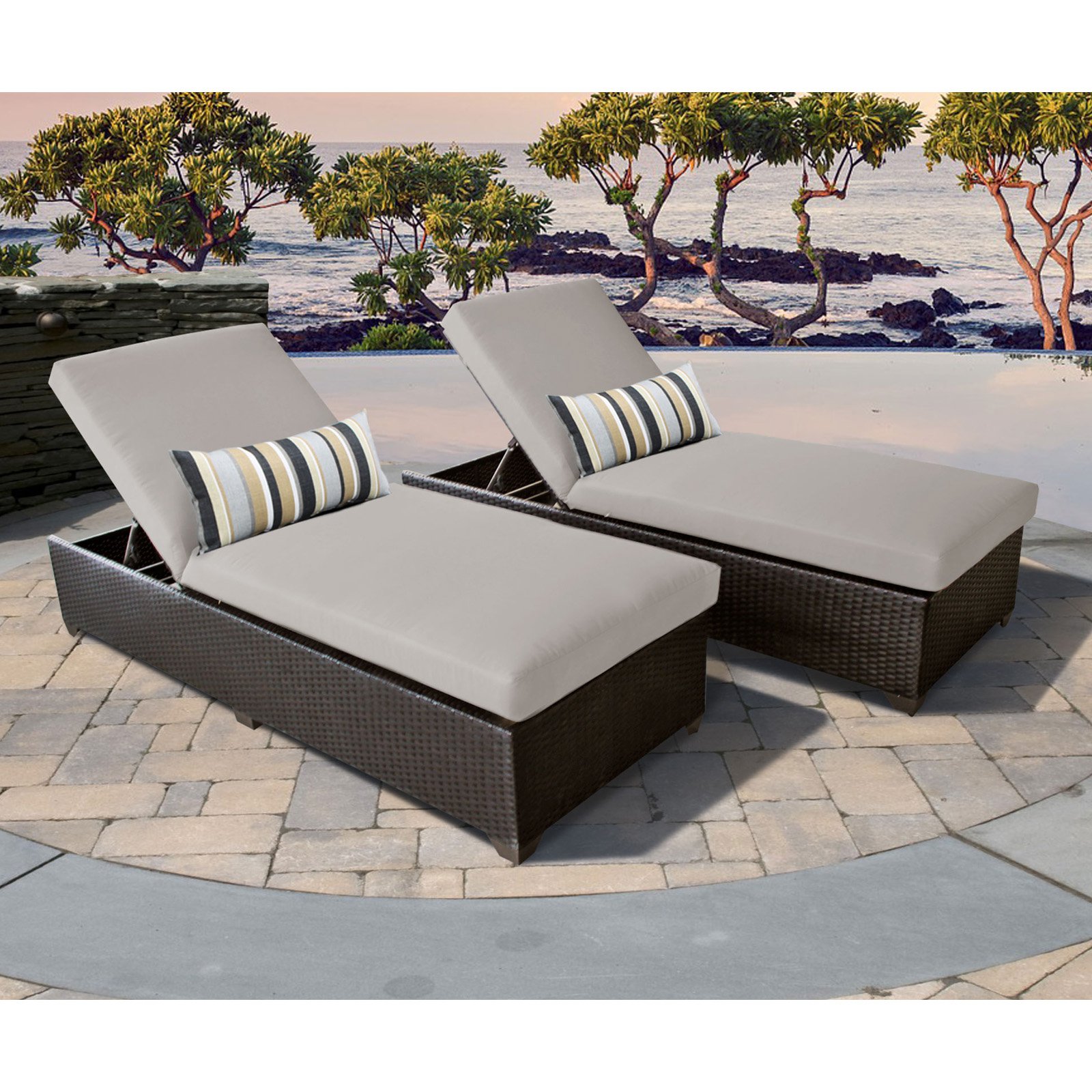 Belle Chaise Set of 2 Outdoor Wicker Patio Furniture-Color:Tangerine - image 4 of 11
